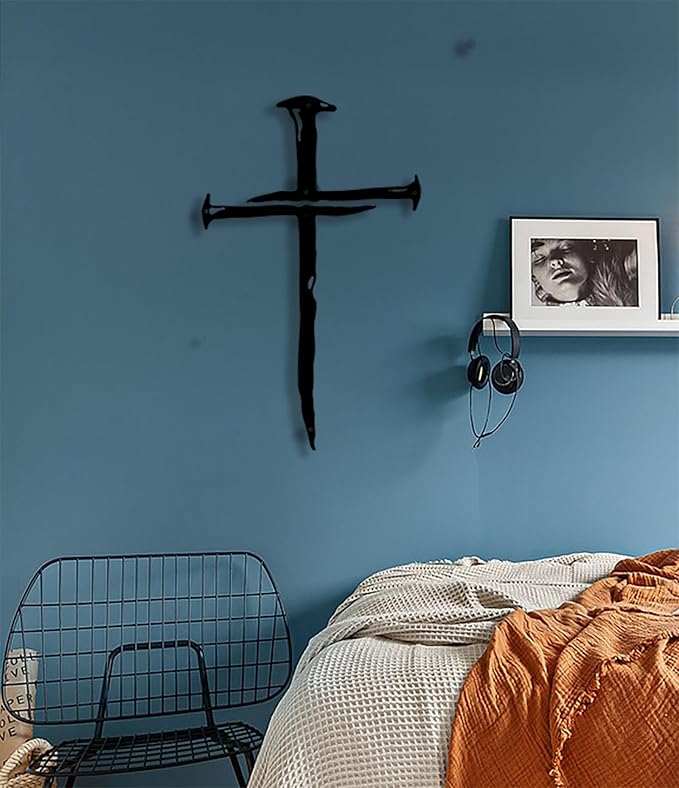 RESACO Wall Cross Jesus Crosses Wall Decor Religious Metal Wall Art Minimalist Decorations for Church Home Office Baptism Decor Gift for a Christian（14x23in）