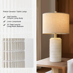 PoKat 23'' Bedside Table Lamp for Bedroom Nightstands, Birthday Gifts for Women Mom, House Warming Gifts New Home Decor, Ceramic Desk Lamp for Living Room, White Modern Bedroom Lamp