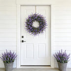 26" Purple Lavender and Eucalyptus Wreath - Artificial Farmhouse Front Door Decor for Porch, Window, Wall | Spring, Summer, Fall Home Decor Gift