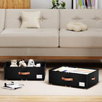 Underbed Storage With Wheels,Large Capacity 10 inches Height Storage Bins,Rolling Underbed Shoe Storage Containers,Underbed Storage Drawers for clothes & blankets (black, 10inch height)