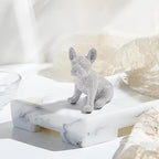 French Bulldog Statue,Resin Sparkly Frenchie Dog Sculpture Decor for Home Living Room Office Bedroom Shelf Desktop Decorations,French Bulldog Gifts for Men and Women,Silver