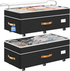 Budding Joy Under Bed Storage with Wheels 2Pack, 80L Height Adjustable Underbed Containers with Clear Lids, Rolling Under Bed Shoe Storage Organizer for Dorm Home Clothes, Blankets, Toys, Black