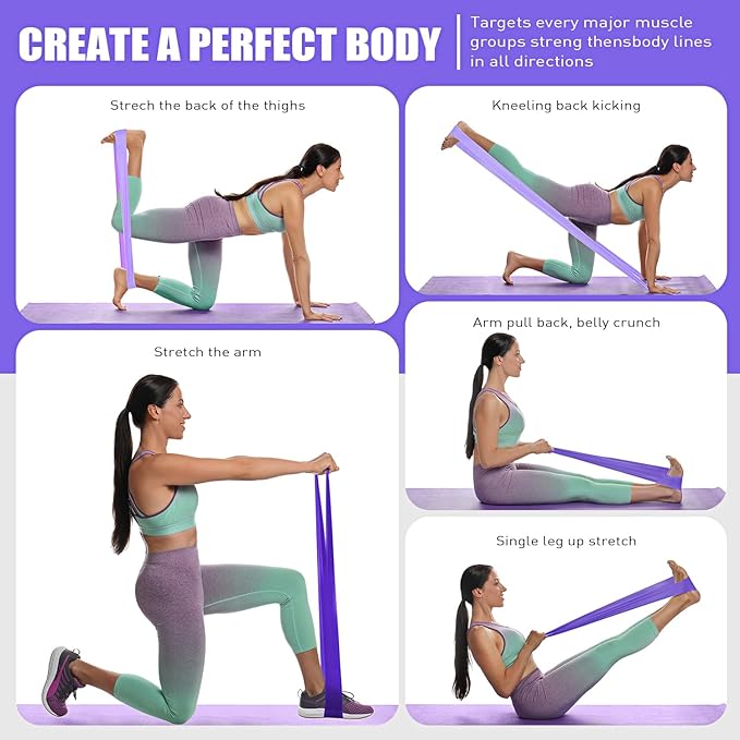 HPYGN 3 Levels Non-Latex Exercise Bands for Physical Therapy & Yoga, Professional Resistance Bands Set for Working Out, Strength Training, Pilates & Rehab, TPE Elastic Stretch Bands for Seniors, Women