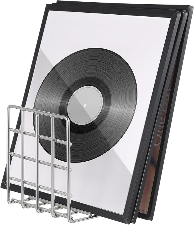 AceOrbit Metal Magazine Rack Holder, 304 Stainless Steel Metal Vinyl Record Stand Holder Record Book Stand Multipurpose Storage Display for Album Lps Magazine File Organizer Living Room Bedroom Office