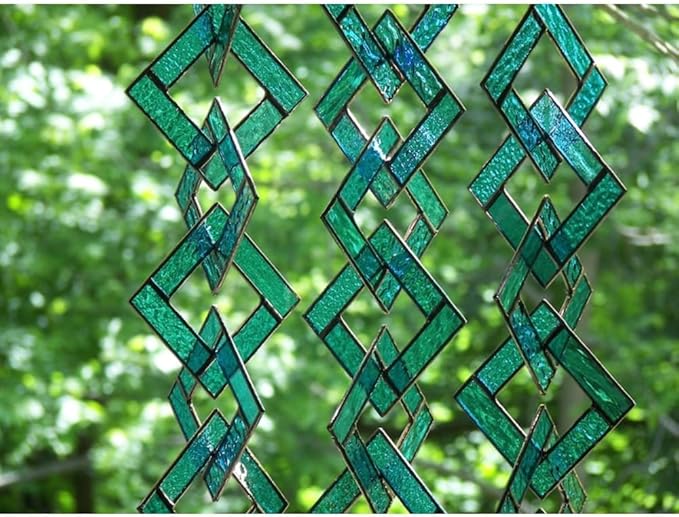 Unique Turquoise Stained Glass Suncatcher, Stained Glass Mobile, Window Hanging, Window Ornament, Wall Hanging, 5 "W x 18 "H, Art Suncatcher for Bedroom Home Decor