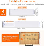 Lifewit 4 Pack 2.36" High Drawer Dividers 28-43.5cm/11-17" Adjustable Drawer Organizer for Clothes/Utensils, Expandable Drawer Separator in Dresser/Kitchen/Bedroom/Office Organization & Storage White