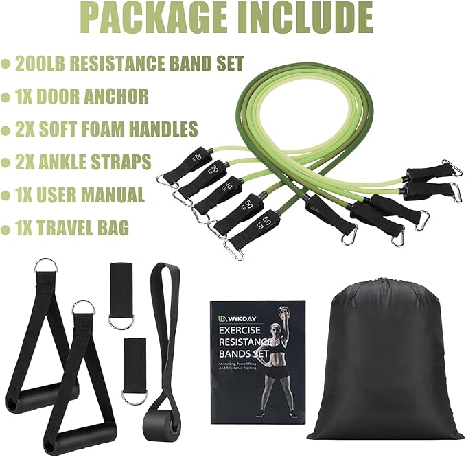 Exercise Resistance Bands with Handles for Working Out, 150/200/250/300 Lbs Workout Bands Set with Door Anchor for Physical Therapy, Yoga, Pilates