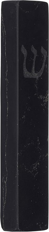 A&S Mezuzot Quartz Mezuzah Case with Engraved Shin Design Easy Peel and Stick Judaica Door Mezuza (Black Quarts, 7 Inches)