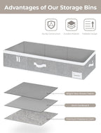 StorageWorks Extra Large Under Bed Storage Containers with Handles and Label Holder, 2 Pack Ultra-thick Fabric Underbed Bins, Closet Organizer for Clothes, Blankets, Sweater