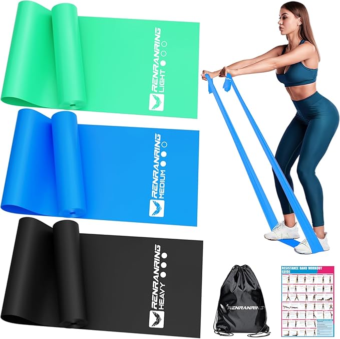 RENRANRING Resistance Bands for Working Out, Exercise Bands for Physical Therapy, Stretch, Recovery, Pilates, Rehab, Strength Training and Yoga Starter Set