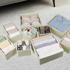 Drawer Organizer Clothes, Foldable Fabric Dresser Organizer Closet Organizers and Storage Box for Underwear,Folded Clothes,Baby Clothing,Socks,Bra,Towels,Ties(12 Pack,Yellow)