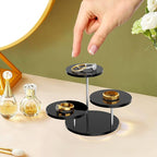 Round Acrylic Display Riser Stands, 3 Tier Jewelry Display Stands for Rings Earrings Mini Figurines 2 Pack(Black)