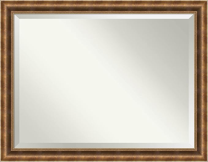 Amanti Art Bronze Wall Mirror 35x45 Manhattan Bronze Rectangle Bathroom Mirror for Wall Decor Living Room, X-Large Traditional Wood Frame, Hangs Horizonally and Vertically, Bathroom Decor, Beveled