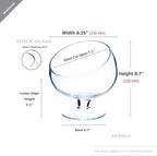 WGV Slant Cut Bowl Glass Vase Bulk with Stand, Width 8.25", Height 8.75", Clear Planter Terrarium, Candy Dish, Fruit Jar for Wedding Party Event, Home Office Decor, 4 Pieces