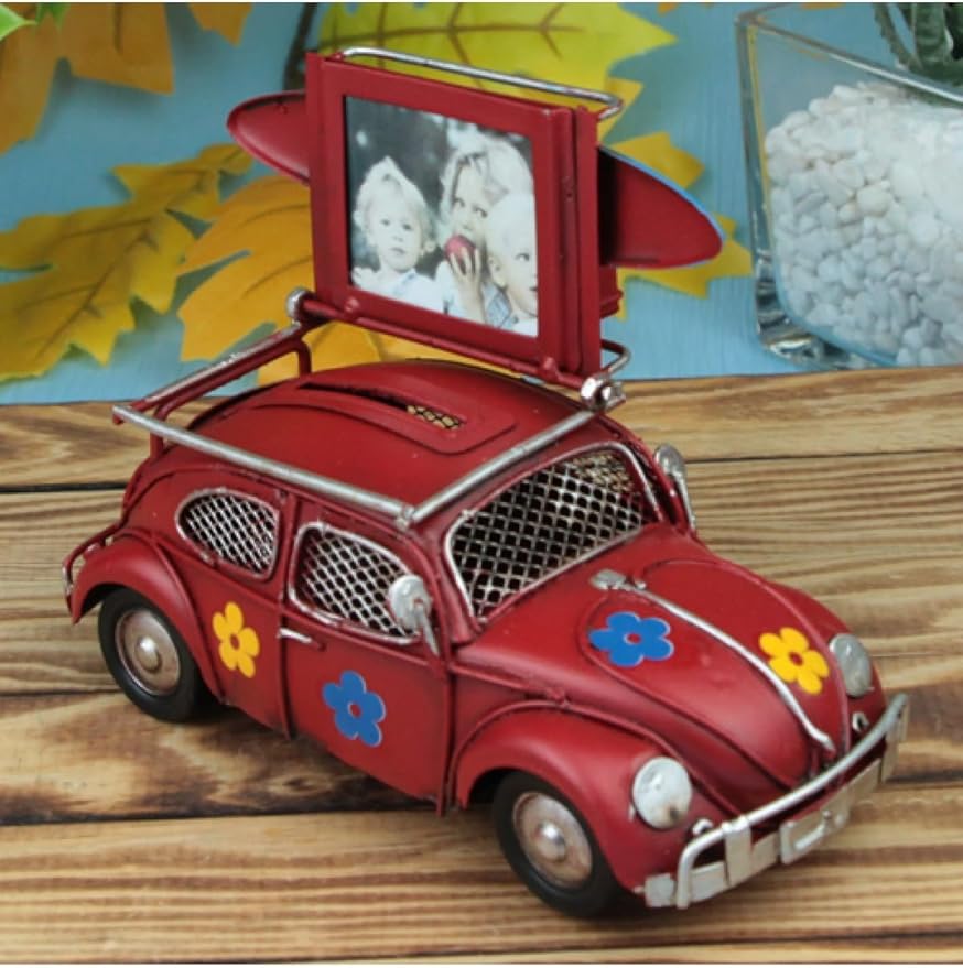 Nostalgic Metal Retro Car Model Classic Vintage Style Decorative Ornament for Home and Office - Multicolor