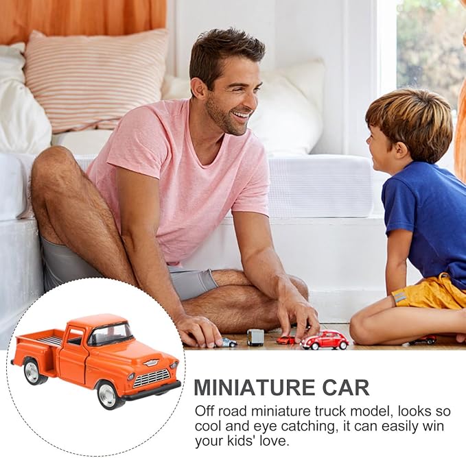 TOYANDONA Small Pickup Truck Model Miniature Figurine Kids Toy Gift for Home Decor Tabletop Display Collectible Vehicle 4.92X1.96X1.57In