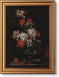 VIYYIEA Vintage Gold Framed Wall Art for Living Room, Flowers Canvas Prints Home Decor, Oil Painting Picture, Bedroom Wall Decor Gifts for Friends or Family -【Cotton Rose】-(16L x 12W)