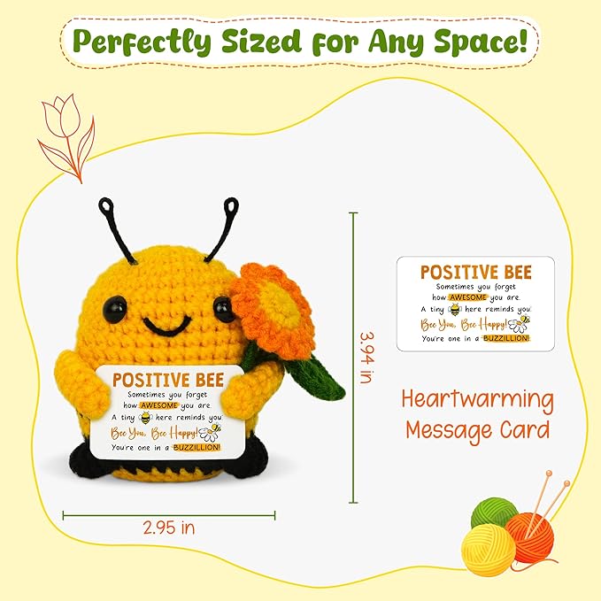 OASSIE Thank You Gifts for Women Men - Handmade Positive Animals Bee Crochet - Birthday Appreciation Gifts for Teacher Nurse Coworker Boss Friend, Retirement Gift for Woman
