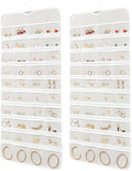 80 Pockets Hanging Jewelry Organizer, Double-Sided White Closet Jewelry Holder for Space-Saving Storage of Earrings, Rings, Bracelets and Small Accessories