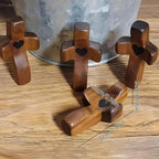 Wooden Cross Fidget Wood Prayer Pocket Cross My Heart Encouragement Gift for Children and Adults(Black 3pcs)
