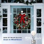 OUTXE Wreath Hanger for Front Door, Upgraded Suction Cup Reef Hook for Glass Window/Over Door, Christmas/Thanksgiving/Halloween/July 4th/Easter/Valentine/Spring/Summer/Fall (White, 2-Pack)