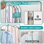 LANDNEOO 6 Pack Clear Garment Bags for Hanging Clothes with Zippers on Double Sides - 10'' Clothes Storage for Coat, Dress, and Fur in Closet - 50'' Long Suit Bags