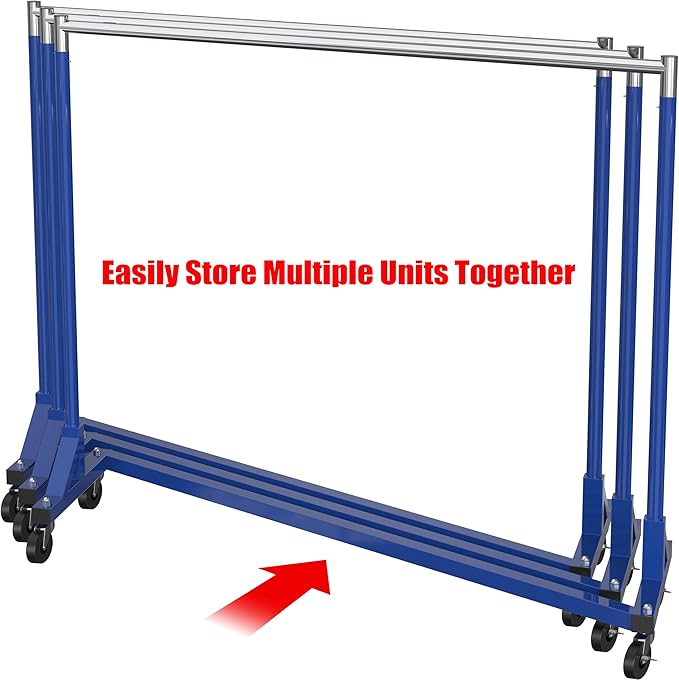 Simple Houseware Industrial Grade Z-Base Garment Rack, 500lb Load with 63 Inches Extra Long Bar, Blue
