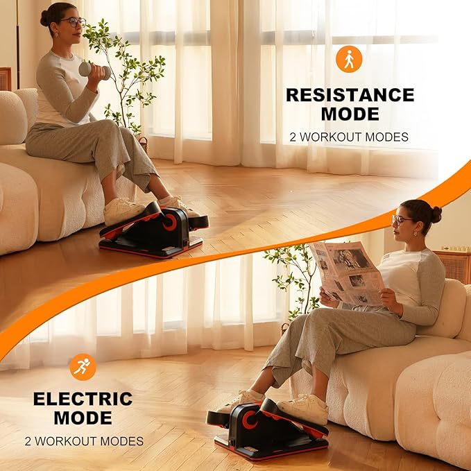TOUSAINS Under Desk Elliptical Machine for Seniors, Electric Leg Exerciser with App & Remote, 7 Speeds Portable Foot Pedal for Home Office, Low-Impact Rehab Equipment