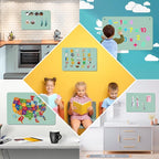 Green Magnetic Board,17.5" x 11.4" Magnet Bulletin Board to Display Magnetic Notes, Poetry, Photos, Suitable for Wall, Refrigerator, Cabinet etc, Come with 4 Pcs Dual Lock Tape and Screws