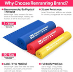 RENRANRING Resistance Bands for Working Out, Exercise Bands for Physical Therapy, Stretch, Recovery, Pilates, Rehab, Strength Training and Yoga Starter Set