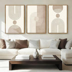 BINCUE Neutral Abstract Wall Art Beige Large Wall Decor Boho Mid Century Modern Artwork Art Print for Living Room Bedroom Office 24"x36" Set of 3 Gift