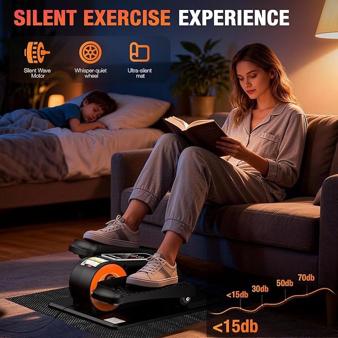 Under Desk Elliptical Machine, Electric Ellipse Leg Exerciser for Senior, Quiet and Compact Electric Seated Pedal Exerciser for Home with Display Monitor, Remote Control and 12 Adjustable Speeds