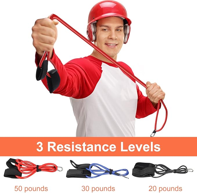 Skylety 3 Pcs Baseball Resistance Bands Youth & Adult Exercise Baseball Pitching Training Bands, 3 Levels 20/30/50 Lbs