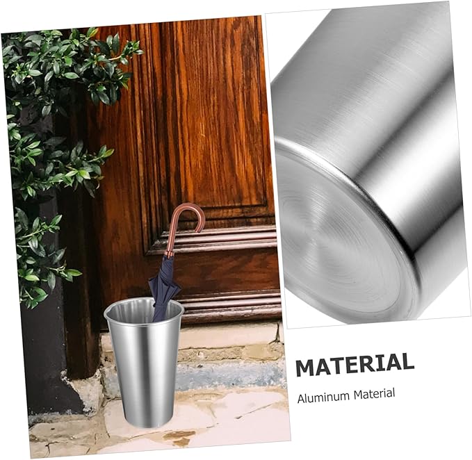 Luxshiny Aluminum Umbrella Stand Waterproof Round Umbrella Storage Bucket for Home Entryway Walking Stick Organizer