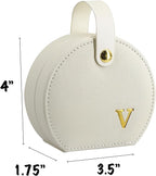 COLLECTIVE HOME - Travel Jewelry Case, Elegant Half-Moon Design with Gold Monogram, Detachable Handle, Personalized Accessory Organizer, Gift for Fashion-Forward Women and Teens (v)