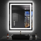 LOAAO 24"X32" LED Bathroom Mirror with Lights, Anti-Fog, Dimmable, RGB Backlit + Front Lighted, Bathroom Vanity Mirror for Wall, Memory Function, Shatter-Proof, Tempered Glass