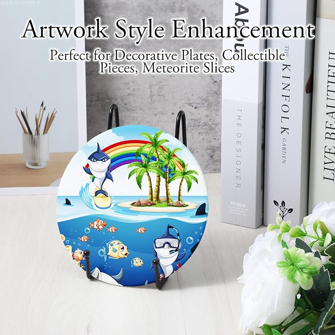 12 Pack 6 Inch Metal Plate Display Stands, Black Multi-Purpose Easel Stands for Photos/Books/Plaques/Artwork, Tabletop Holder