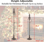 Wreath Stands for Display, Metal Wreath Holder Stand, Standing Wreath Hanger with Wrought Iron Base, Adjustable Tabletop Display Stand for Christmas and New Year Wreath, Wedding Party Decor