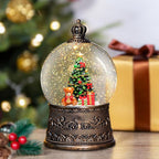 Christmas Snow Globes Lantern with Music, Christmas Tree Snow Globes with Swirling Glitter Effects, USB/Battery Powered with 6-Hour Timer, Holiday Decorations Indoor