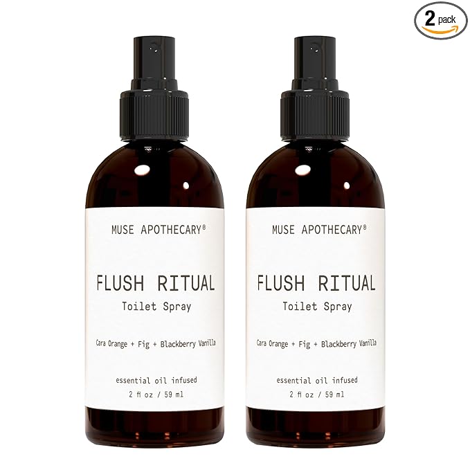 Muse Apothecary Flush Ritual - Aromatic & Refreshing Toilet Spray, Use Before You Go, 2 oz, Infused with Natural Essential Oils - Cara Orange + Fig + Blackberry Vanilla, 2 Pack