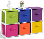 6 Cube Storage Organizer with Shelf Back to School Boxes 11 Inch Toy Storage Bins Closet Organizers Drawers Fabric Dresser for Playroom Books Bedroom Dorm Kitchen (Multicolor)