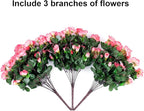 HyeFlora Artificial Faux Outdoor Flowers Plants for Spring Summer Decoration, Fake Silk Camellia UV Resistant Look Real for Planter Outside Front Door Porch Patio Balcony, 3 Large Bundles