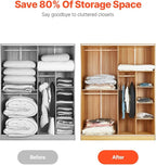 VEVOR Vacuum Storage Bags, 10 Jumbo Space Saver Vacuum Seal, Compression Airtight Space Bags, Zipper Sealer Bags for Clothes, Bedding, Blanket, Pillows, Comforters, Travel (Hand Pump Included)