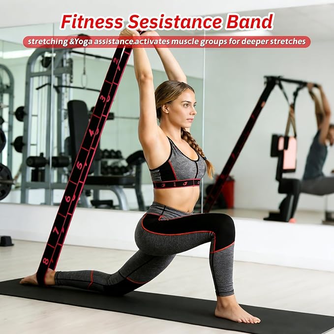 Fitness Resistance Bands, Numbered Resistance Bands for Glutes, 8-Section Elastic Yoga Resistance Band, Adjustable, for Yoga, Stretching and Fitness