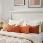 Fancy Homi 4 Packs Decorative Throw Pillow Covers for Living Room Couch Bed, Modern Farmhouse Boho Home Décor Accent Cushion Case, 20" x 12", Burnt Orange Series