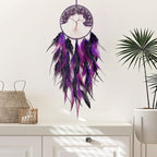 Black and Purple Dream Catcher Wall Decor Crystal Tree of Life Dream Catchers Handmade Feather Dreamcatcher Wall Hanging Ornament for Bedroom Living Room Home Decor