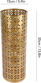 Umbrella Stand, Metal Umbrella Holder, Indoor Umbrella Rack Organizer with Hollow Design, Umbrella Storage for Entryway, Office, Home (Gold)