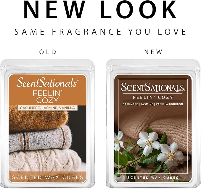 Scentsationals Feelin' Cozy Scented Wax Melts - Cashmere, Jasmine, & Vanilla Bourbon, 10oz (24 Cubes)