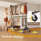 HOKEEPER Z Rack for Clothing Heavy Duty Clothes Rack Hold 550 LBS Commercial Garment Rack with Wheels Rolling Portable Z Base for Bedroom, Living Room, Laundry, Black, 22.8" D x 62.6" W x 87.8" H