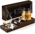 Cigar Ashtray,Wooden Ashtrays with Whiskey Glass Tray -Cigarette Holder,Cigar Accessories Set,cigar Gifts for Men Father's Day,Outdoor Ashtrays for Patio,Ash Trays Indoor Home Decor